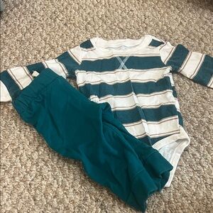 Carter's Teal and Cream Striped Kids Matching Set